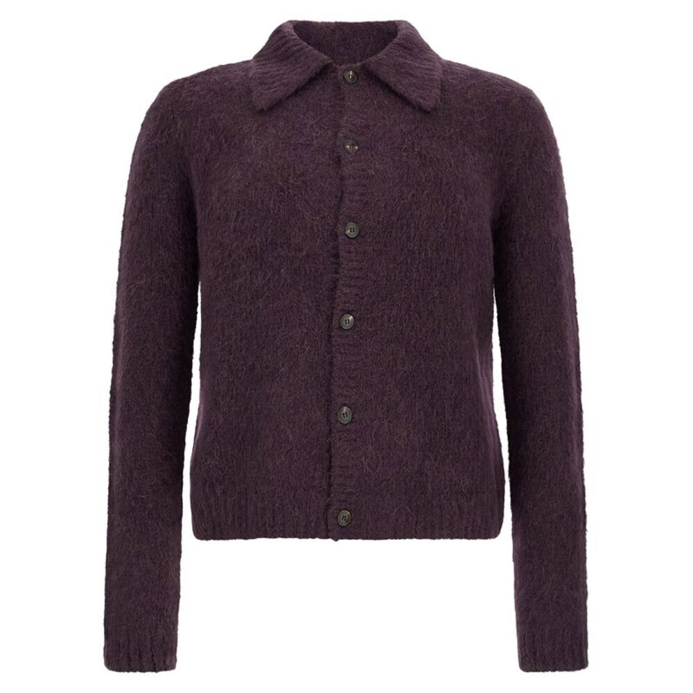 Dries Van Noten Purple Wool Men's Cardigan